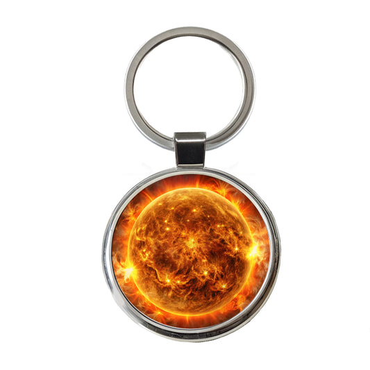 Sun During Solar Flare Storm Sci-fi Round Metal Keychain