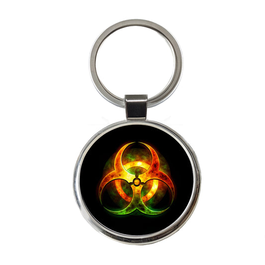 Toxic Zombie Outbreak Symbol Round Metal Keychain