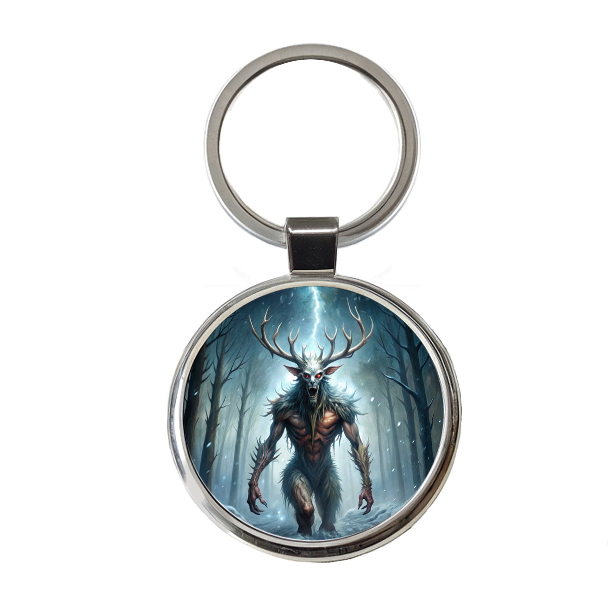 Wendigo Algonquian Folklore Monster Creature Round Metal Keychain
