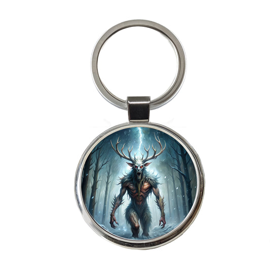 Wendigo Algonquian Folklore Monster Creature Round Metal Keychain
