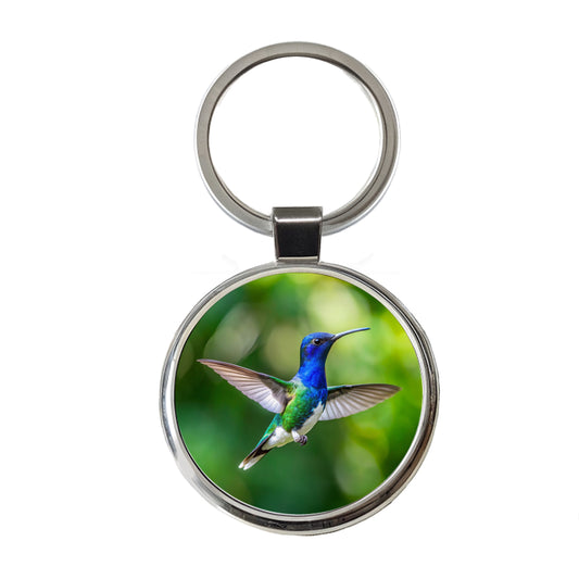 White Necked Jacobin Hummingbird Backyard Bird Round Metal Keychain