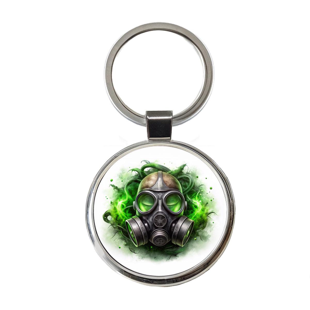 Zombie Outbreak Gas Mask Green Toxic Gas Round Metal Keychain