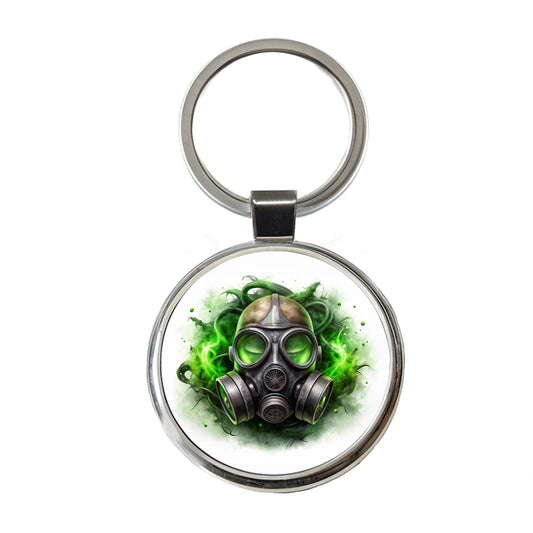 Zombie Outbreak Gas Mask Green Toxic Gas Round Metal Keychain