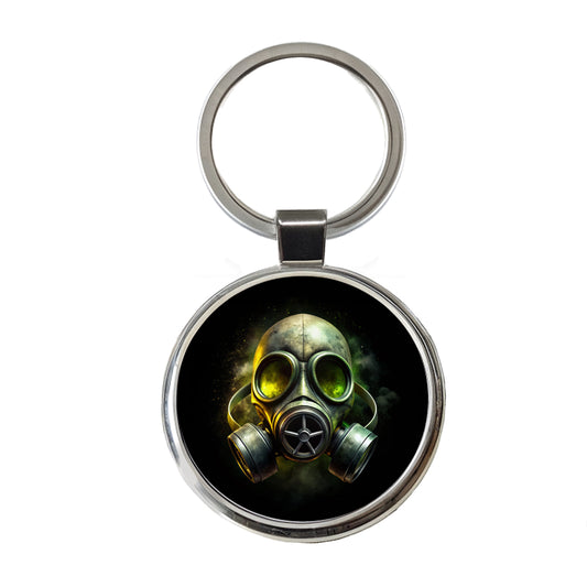 Zombie Outbreak Gas Mask Toxic Gas Round Metal Keychain