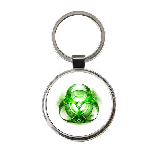 Zombie Outbreak Green Toxic Symbol Round Metal Keychain