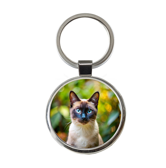 Siamese Cat Photo Round Metal Keychain