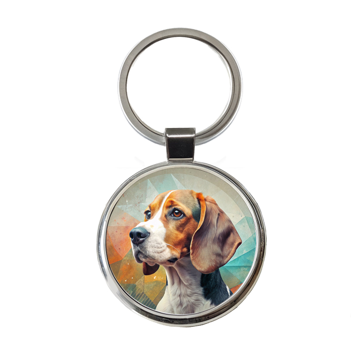 Beagle Dog Contemporary Art Round Metal Keychain