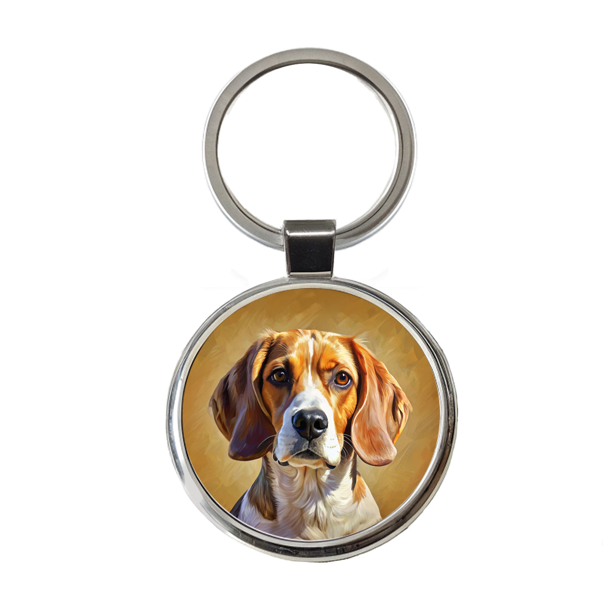 Beagle Dog Illustration Round Metal Keychain