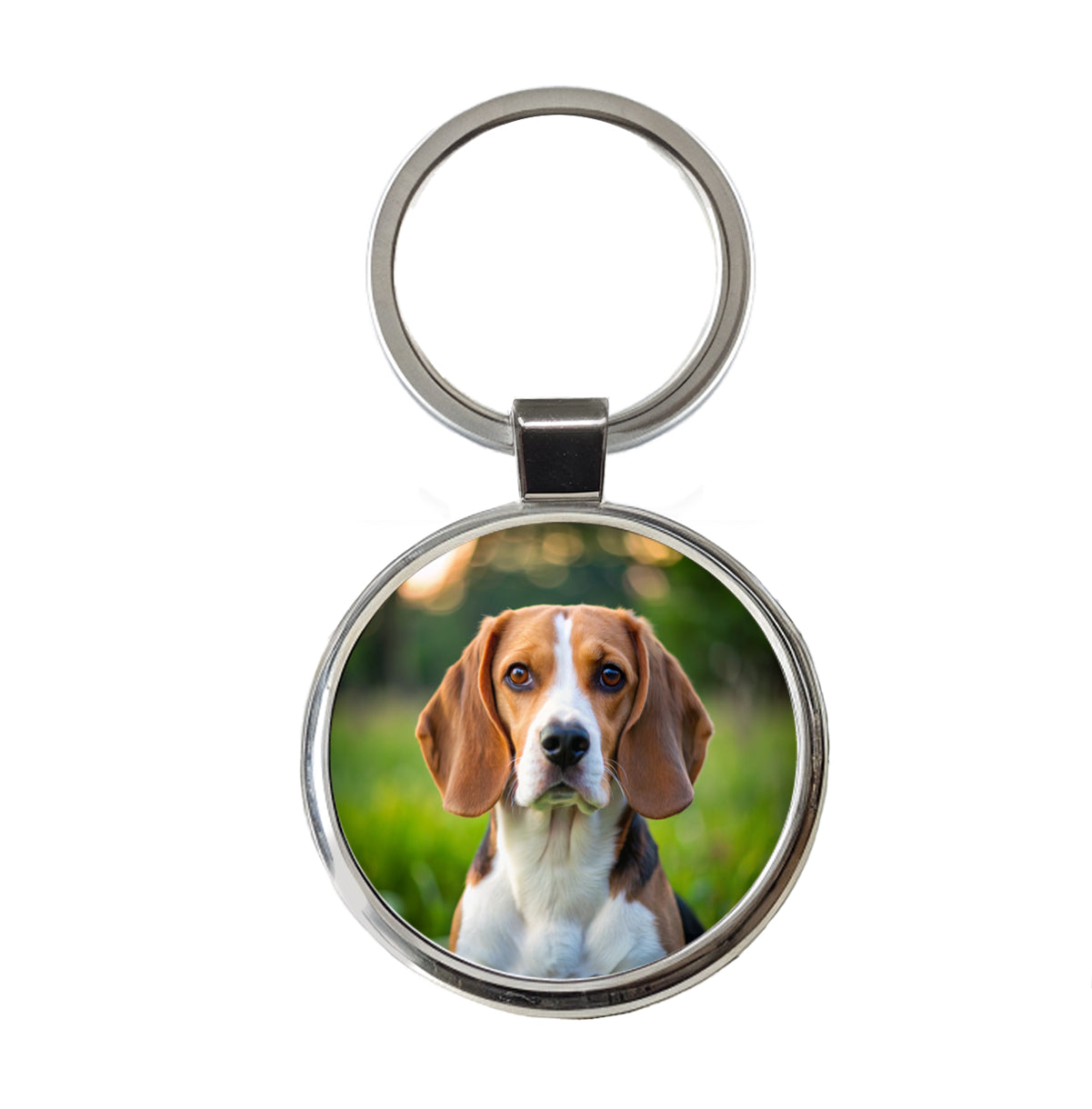 Beagle Dog Photo Round Metal Keychain