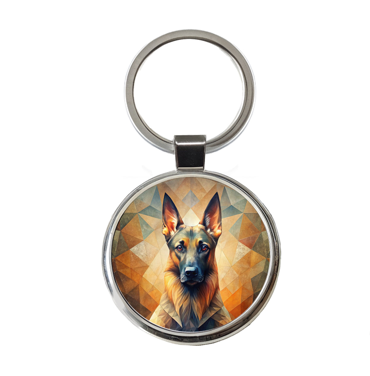 Belgian Malinois Dog Abstract Stylized Art Round Metal Keychain