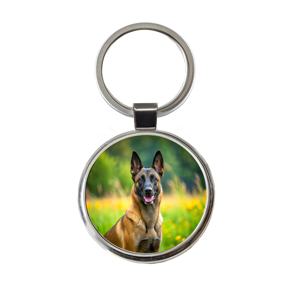 Belgian Malinois Dog Photo Round Metal Keychain