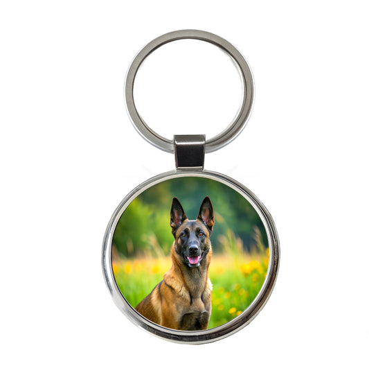 Belgian Malinois Dog Photo Round Metal Keychain