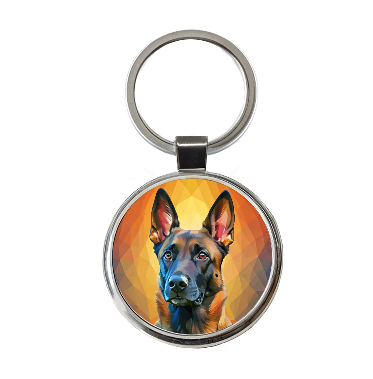 Belgian Malinois Dog Pop Art Round Metal Keychain