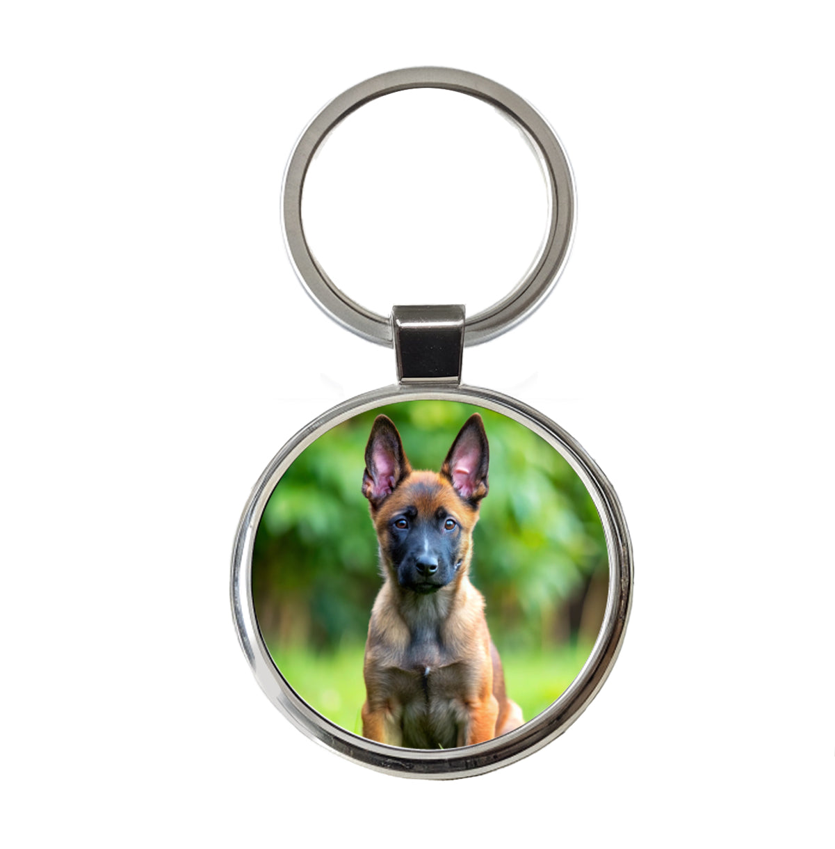 Belgian Malinois Dog Puppy Photo Round Metal Keychain