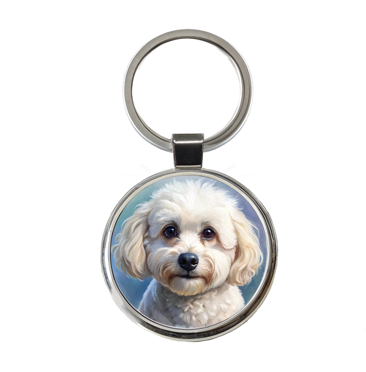 Bichon Frise Dog Illustration Round Metal Keychain