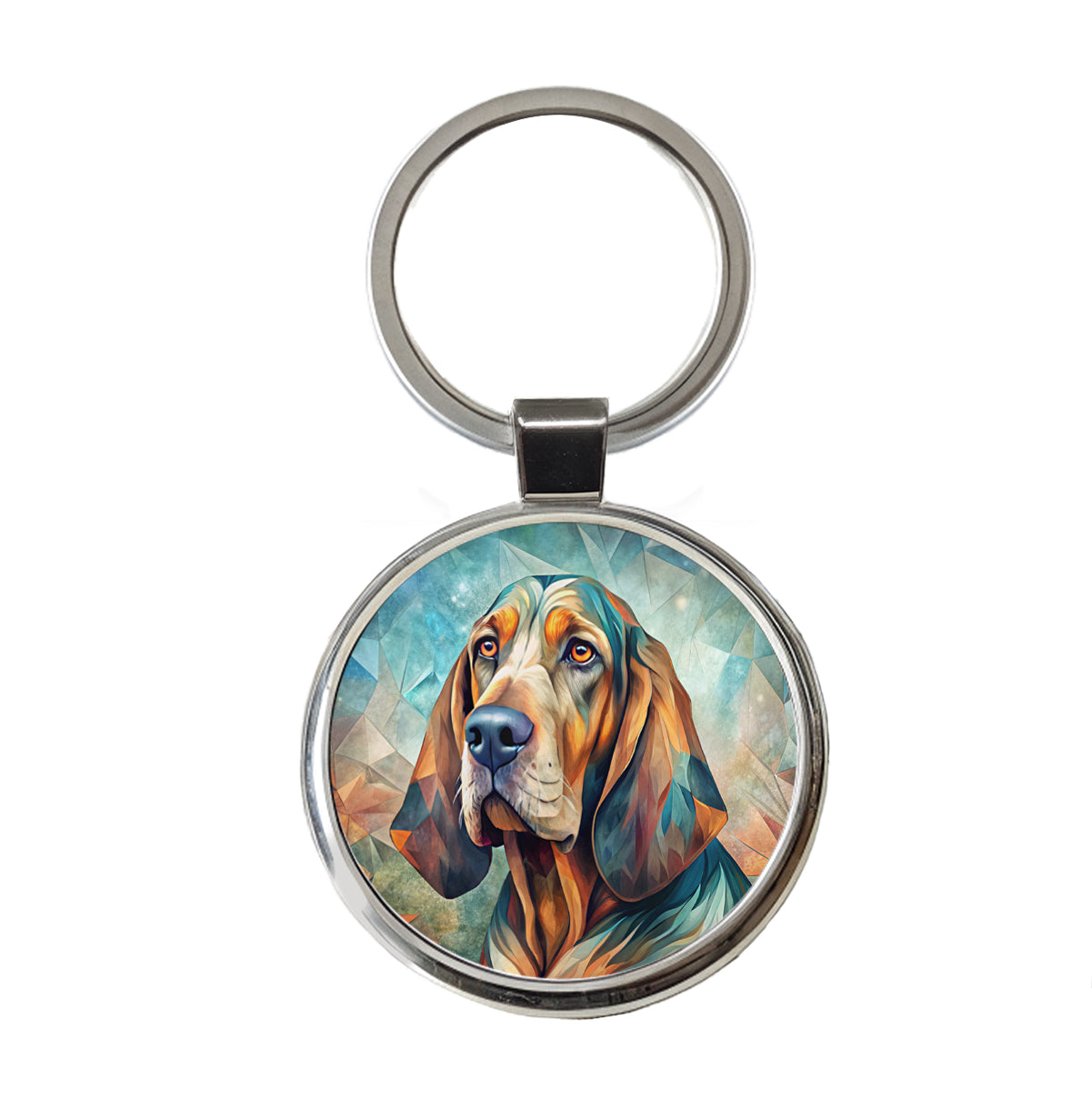Bloodhound Dog Contemporary Art Round Metal Keychain