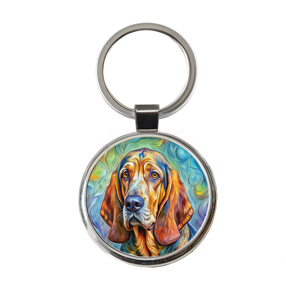 Bloodhound Dog Expressionism Art Round Metal Keychain