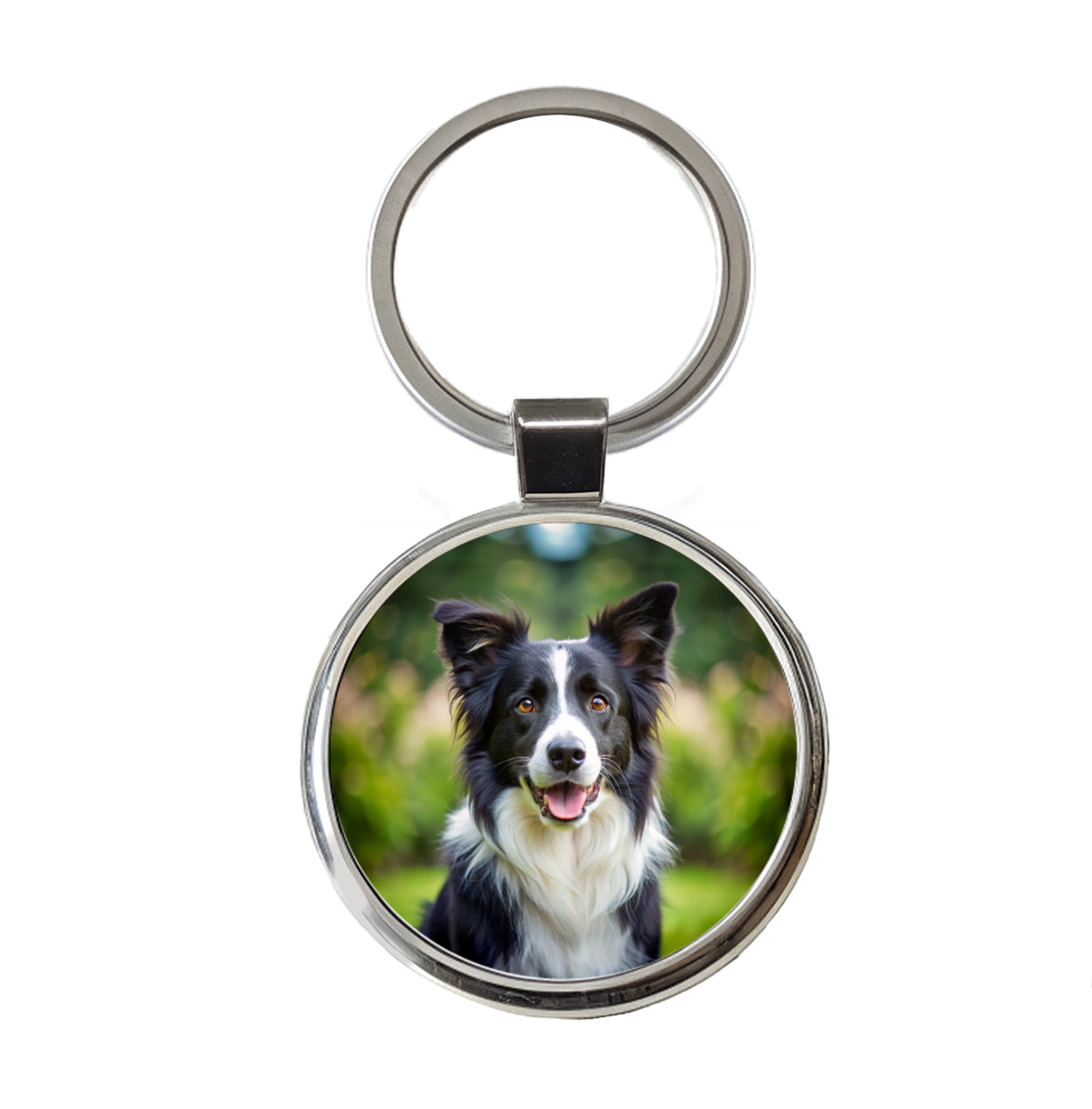 Border Collie Dog Photo Round Metal Keychain