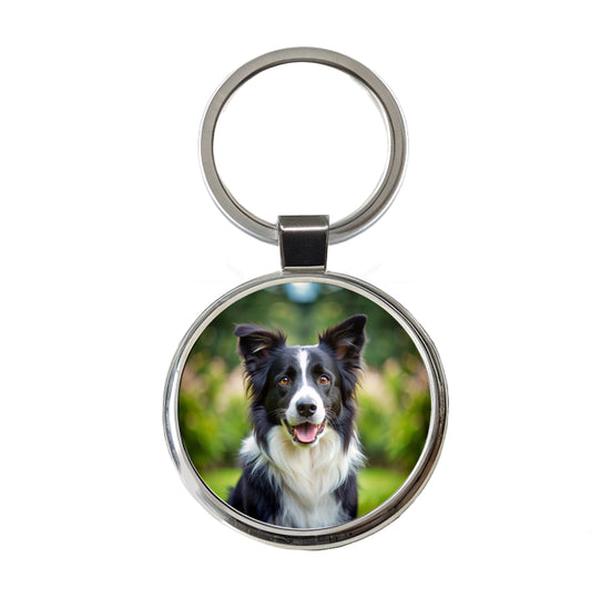 Border Collie Dog Photo Round Metal Keychain