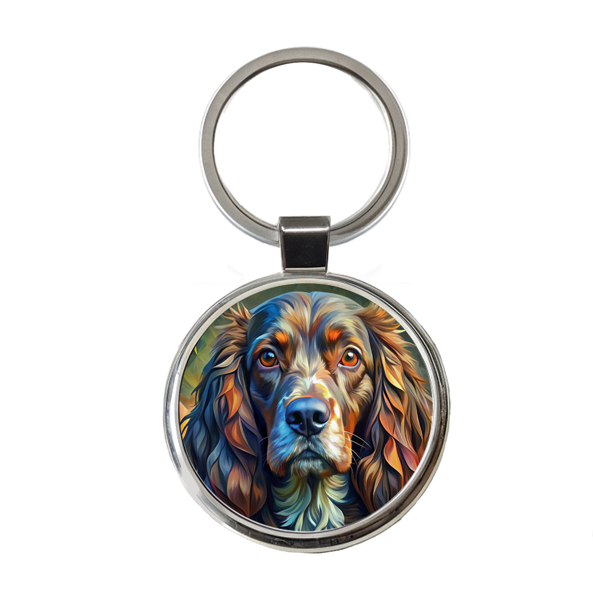 Boykin Spaniel Dog Abstract Stylized Art Round Metal Keychain
