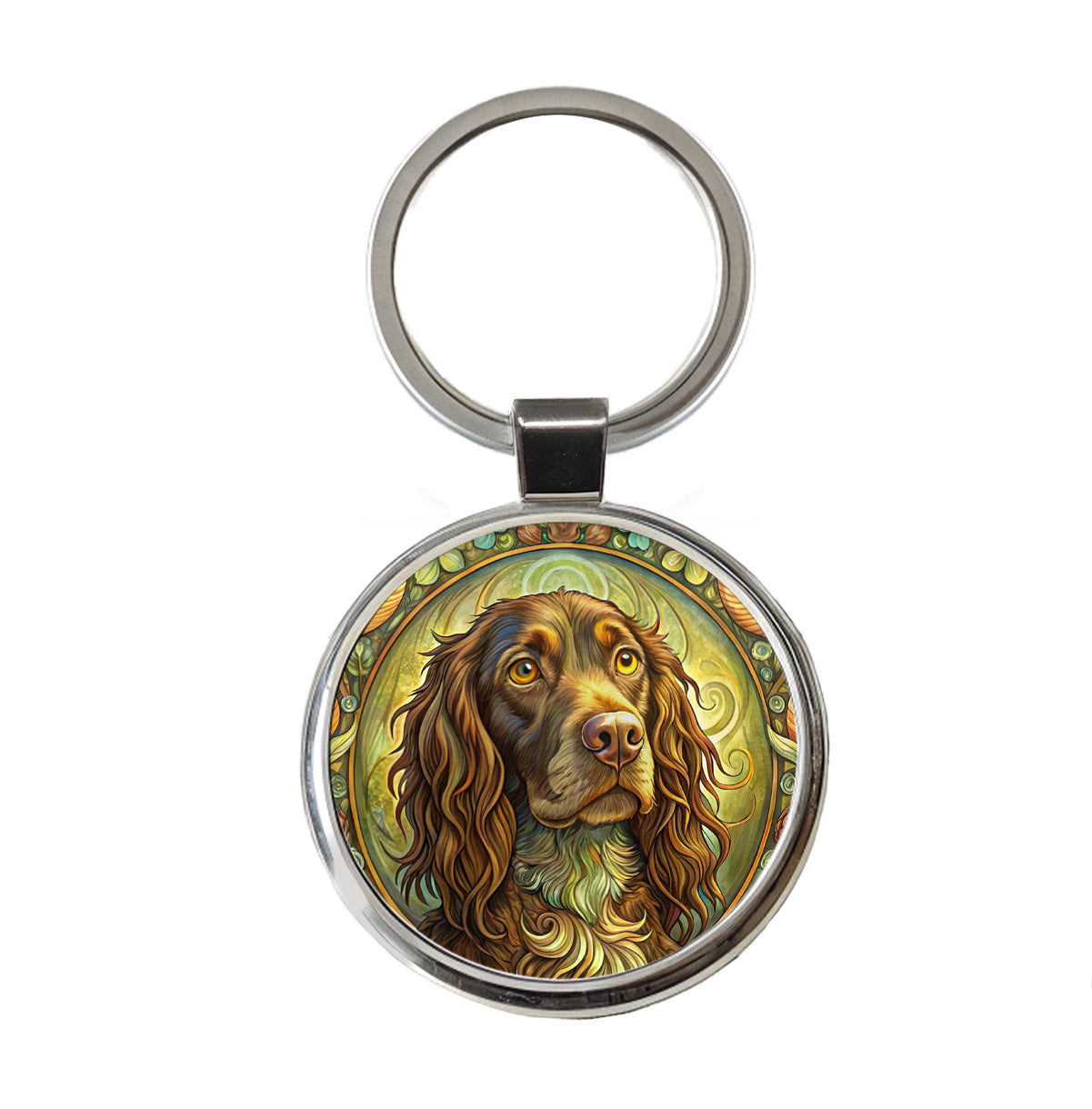 Boykin Spaniel Dog Art Nouveau Round Metal Keychain