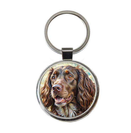 Boykin Spaniel Dog Illustration Round Metal Keychain