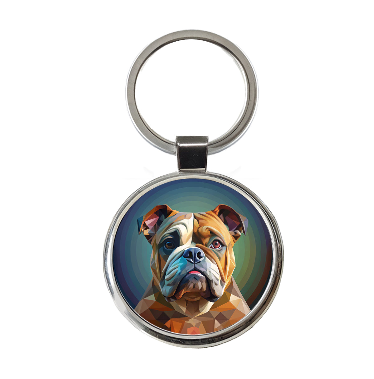 Bulldog Dog Contemporary Art Round Metal Keychain