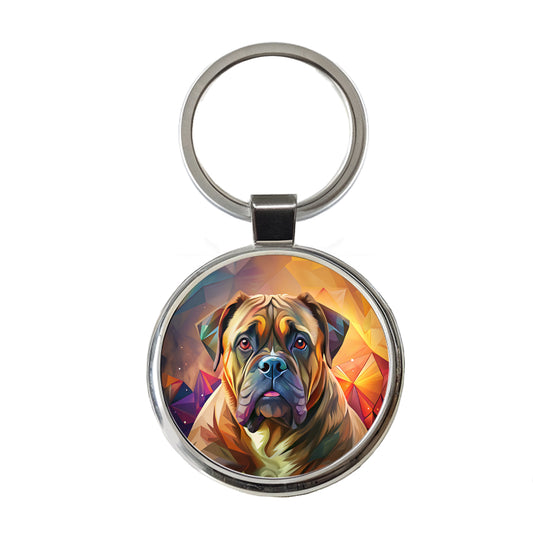 Bullmastiff Dog Contemporary Art Round Metal Keychain
