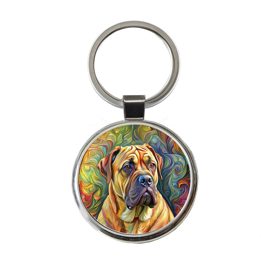 Bullmastiff Dog Expressionism Art Round Metal Keychain