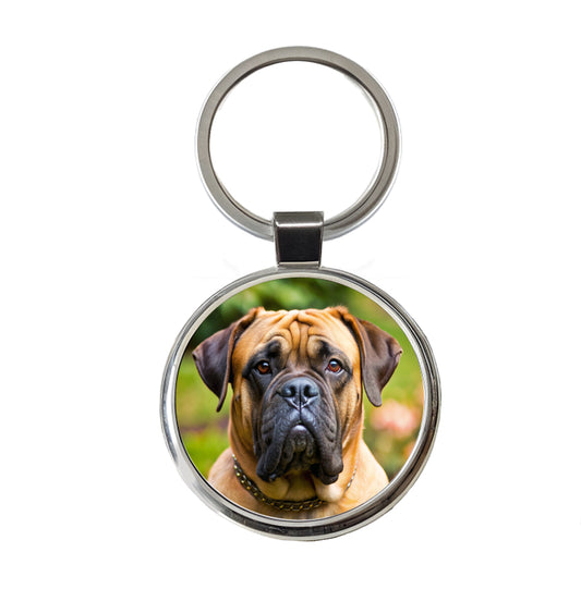 Bullmastiff Dog Photo Round Metal Keychain