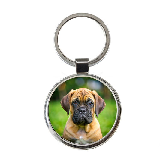 Bullmastiff Dog Puppy Photo Round Metal Keychain