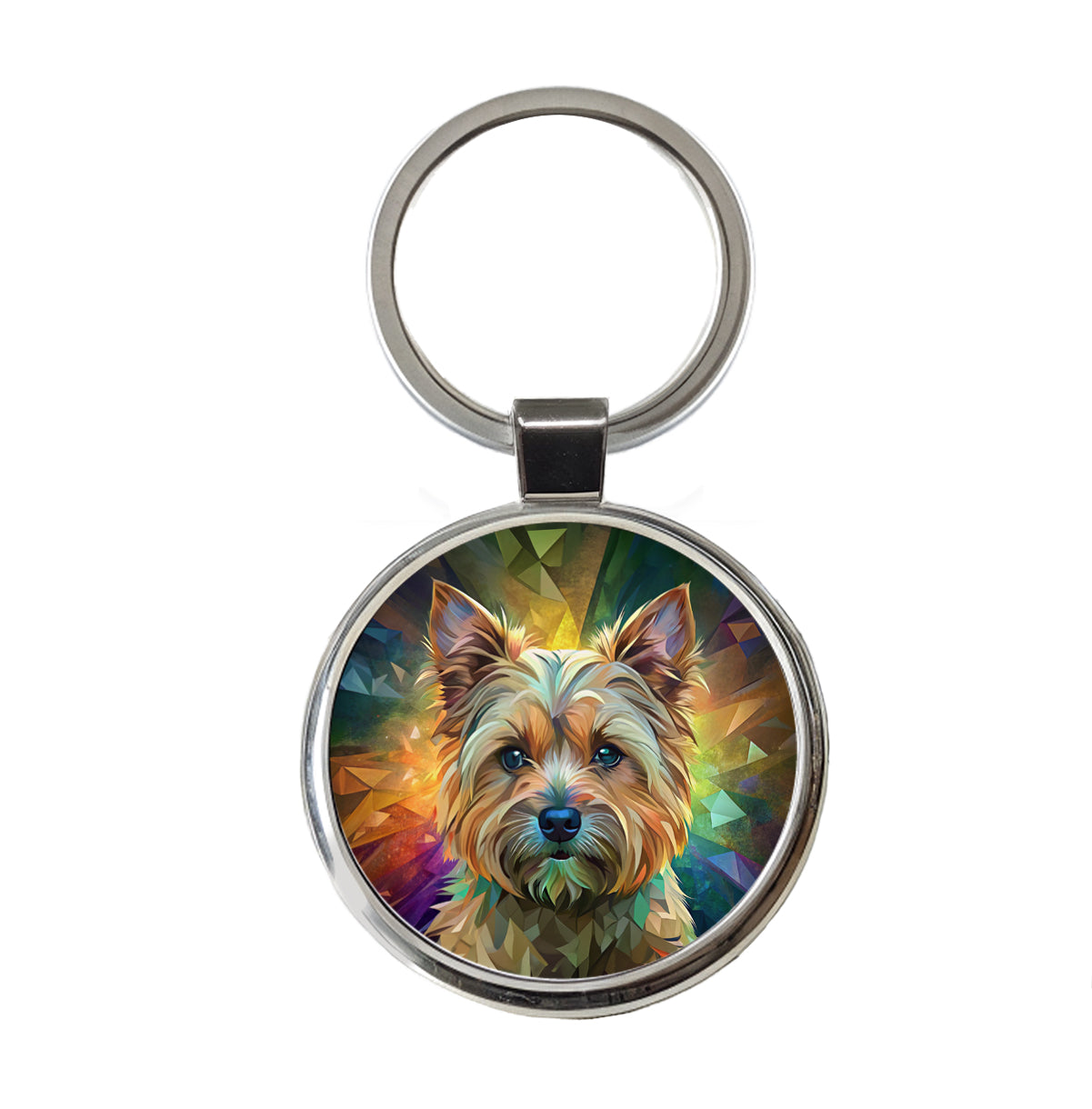 Cairn Terrier Dog Contemporary Art Round Metal Keychain