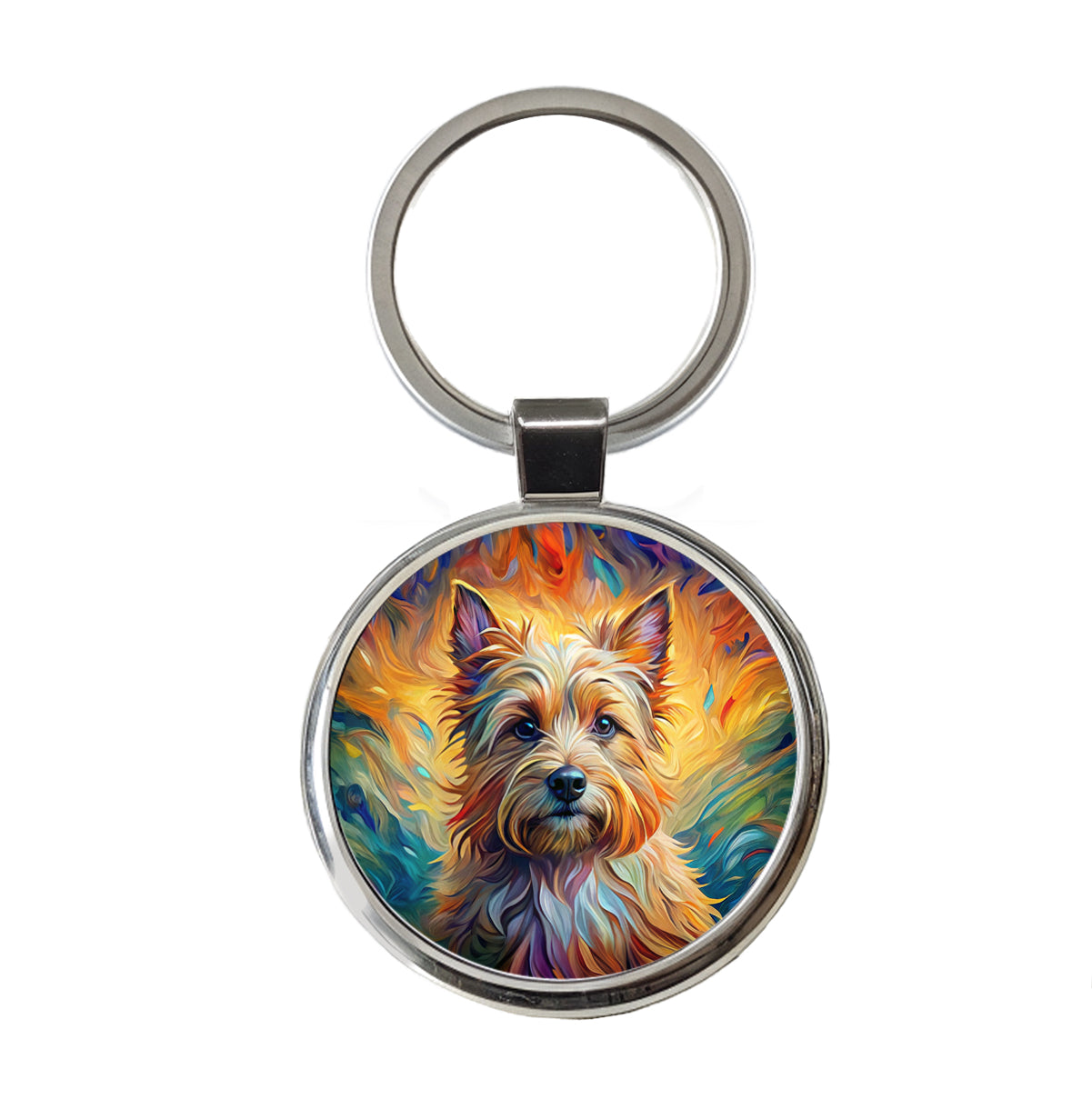 Cairn Terrier Dog Expressionism Art Round Metal Keychain
