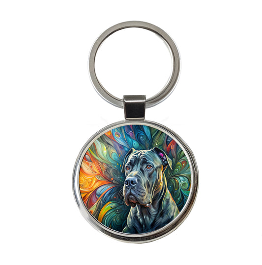 Cane Corso Dog Abstract Art Round Metal Keychain