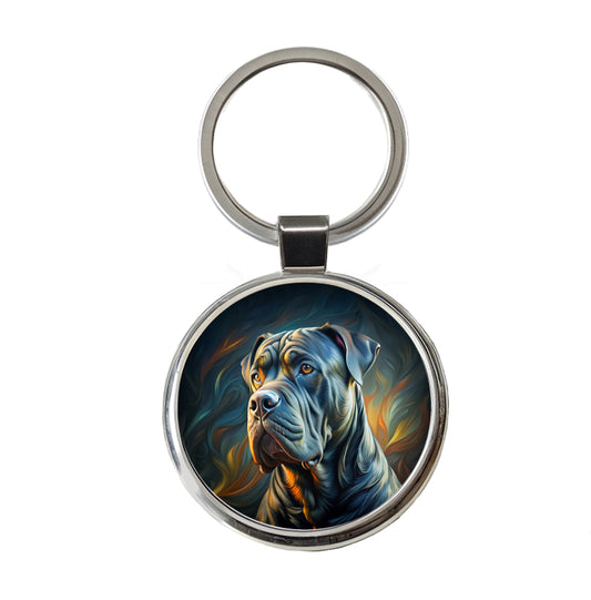 Cane Corso Dog Abstract Stylized Art Round Metal Keychain