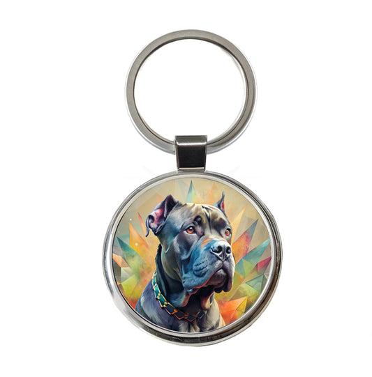 Cane Corso Dog Contemporary Art Round Metal Keychain