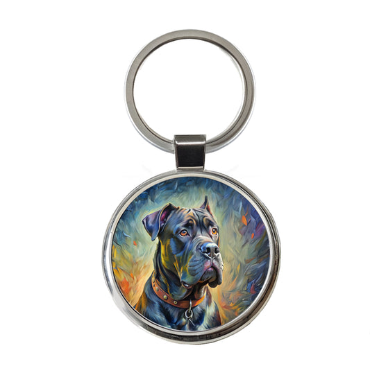 Cane Corso Dog Expressionism Art Round Metal Keychain