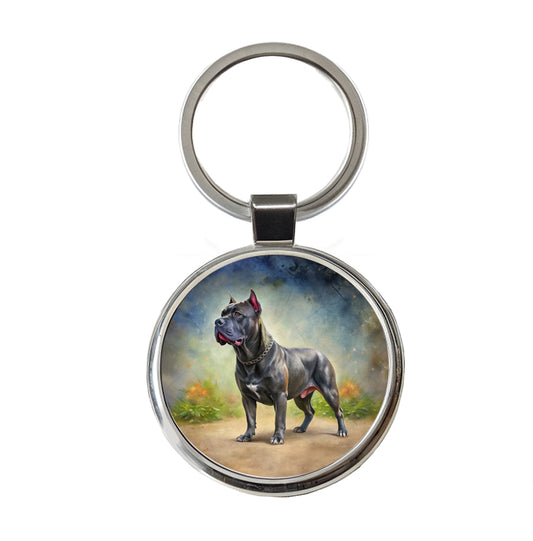Cane Corso Dog Illustration Round Metal Keychain