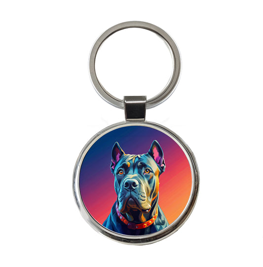 Cane Corso Dog Pop Art Round Metal Keychain