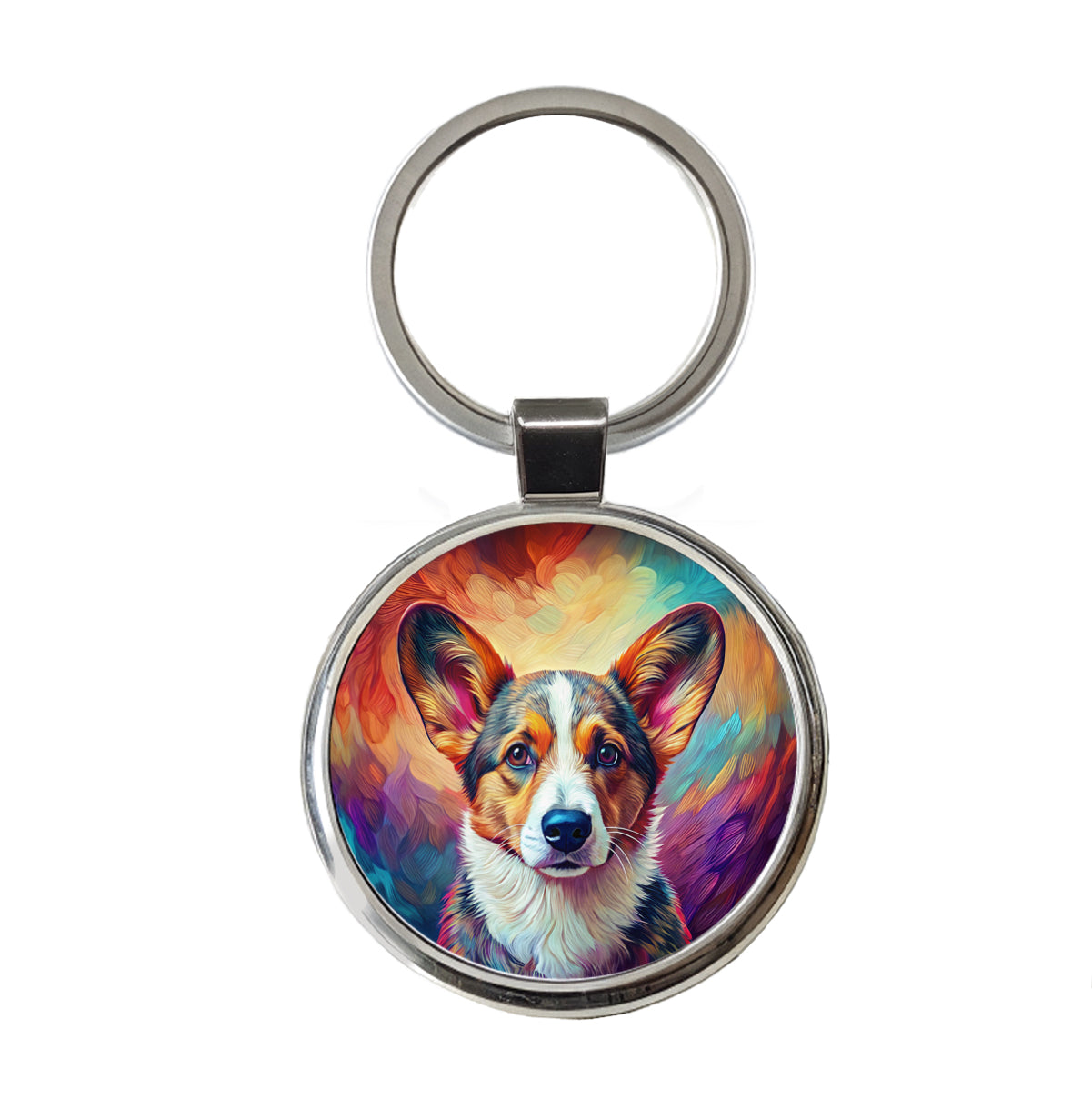 Cardigan Welsh Corgi Dog Pop Art Round Metal Keychain