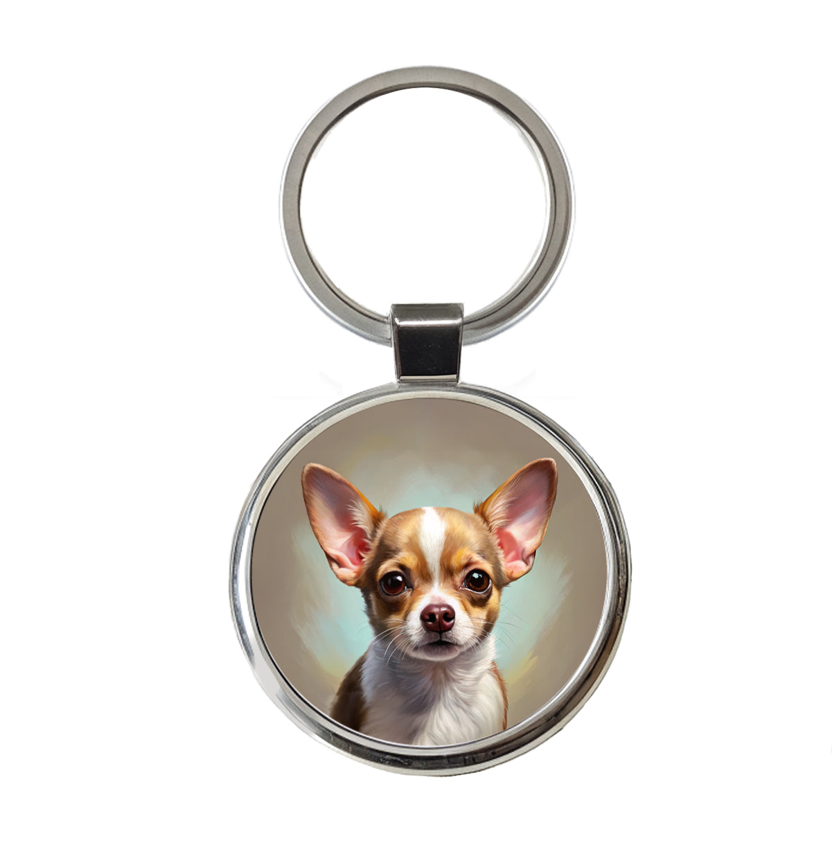 Chihuahua Dog Illustration Round Metal Keychain