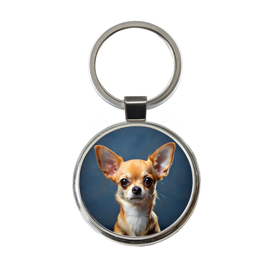 Chihuahua Dog Photo Round Metal Keychain