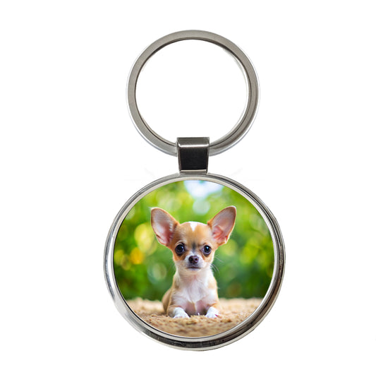 Chihuahua Dog Puppy Photo Round Metal Keychain