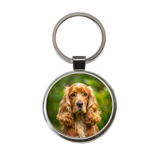 Cocker Spaniel Dog Photo Round Metal Keychain
