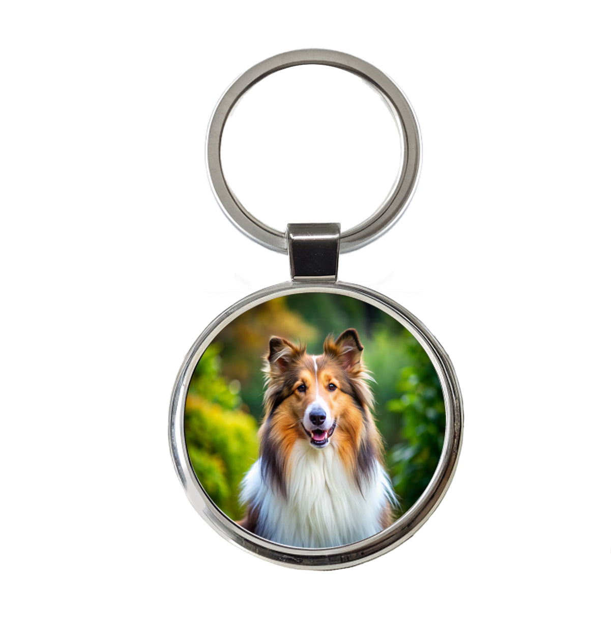 Collie Dog Photo Round Metal Keychain