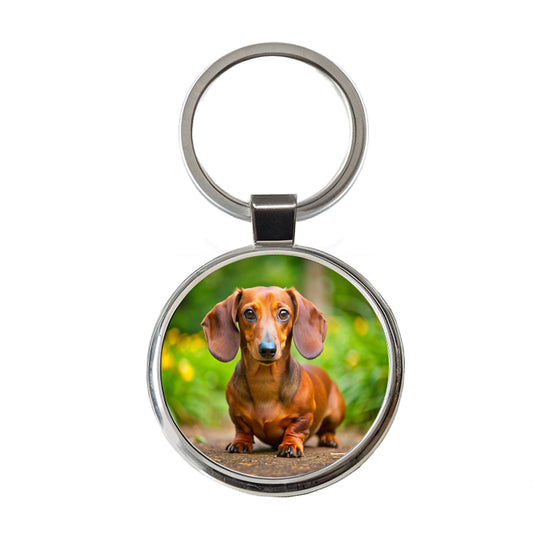 Dachshund Dog Photo Round Metal Keychain