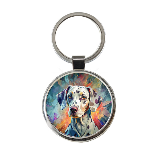 Dalmatian Dog Contemporary Art Round Metal Keychain