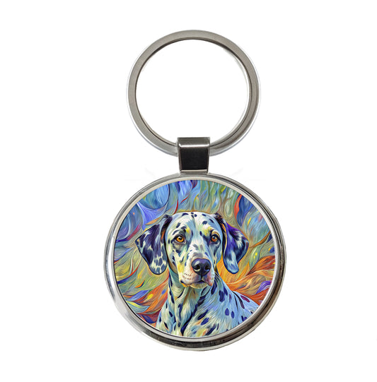 Dalmatian Dog Expressionism Art Round Metal Keychain