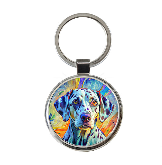 Dalmatian Dog Pop Art Round Metal Keychain