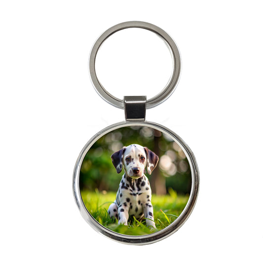 Dalmatian Dog Puppy Photo Round Metal Keychain